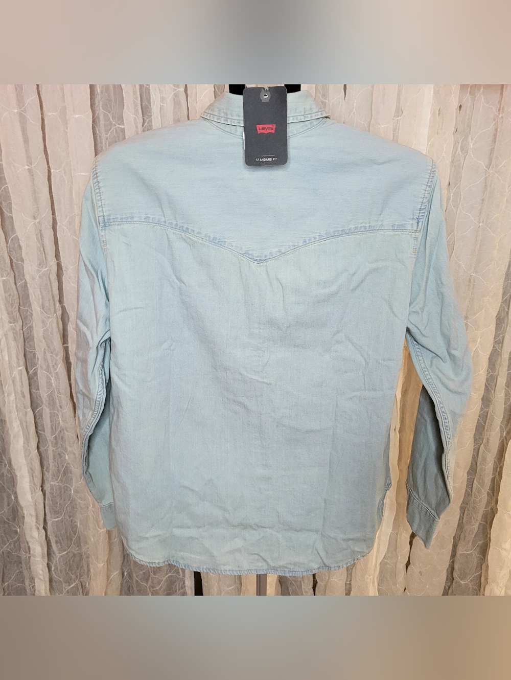 Levi's Light Wash Denim Western Snap Button Down Shirt 100% Cotton Shacket - Picture 5 of 14